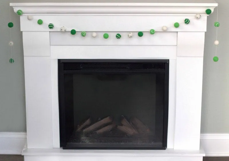 St. Patrick's Day Felt Ball Garland- Green Swirls & Dots