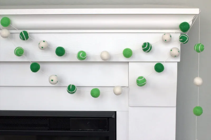 St. Patrick's Day Felt Ball Garland- Green Swirls & Dots
