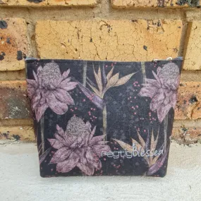 Strelitzia Florals - Recycled Felt Cosmetic Bag