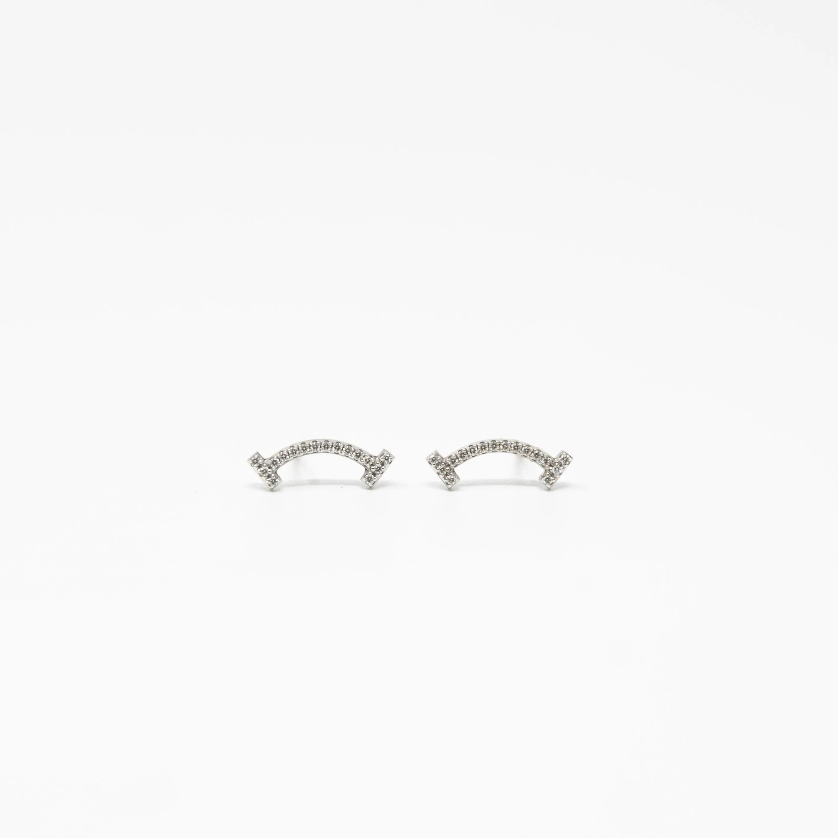 Tiffany & Co. White Gold T-Smile Diamond Earrings