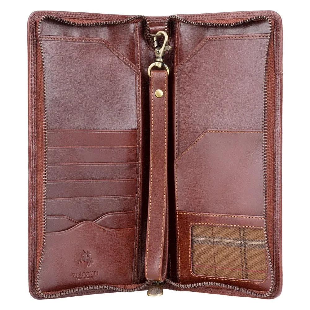 Visconti Monza Italian Brown Leather Travel Wallet MZ101
