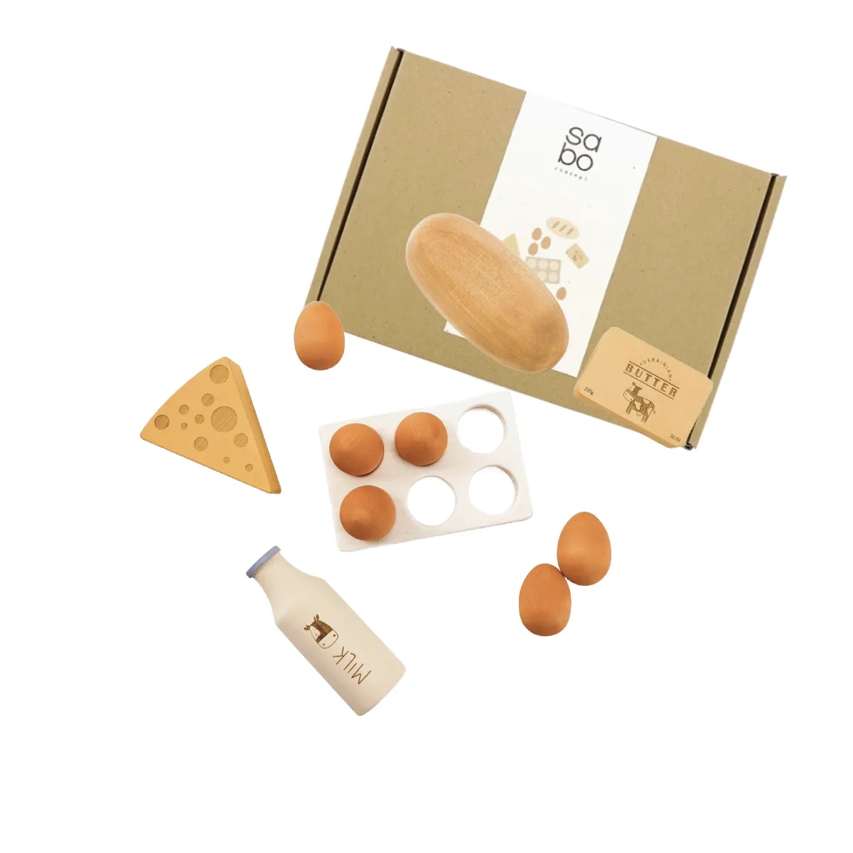 Wooden Country Breakfast Play Food